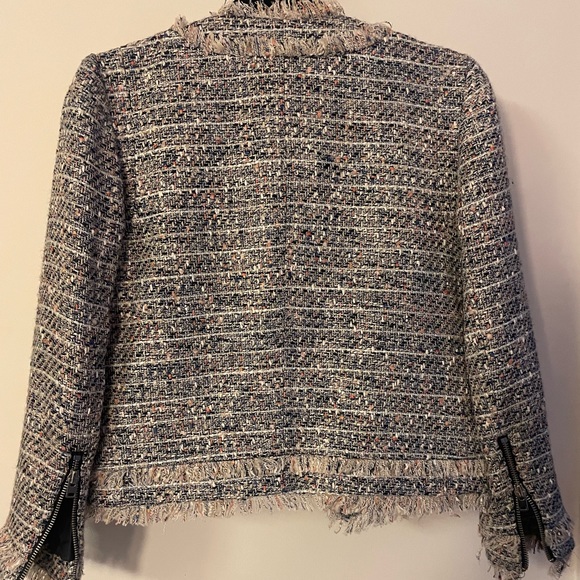 J. Crew tweed cropped jacket with zipper and fringe detail- size 00 - Picture 4 of 4